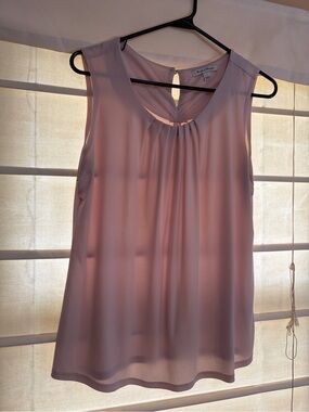 Studio Works Light Pink Sleeveless Pleated Neck Tank